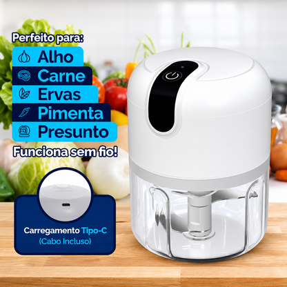 Mini Processador de Alho e Temperos Elétrico Sem Fio Recarregável
