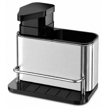 Dispenser de Detergente Premium Inox com Suporte de Esponja para Pia